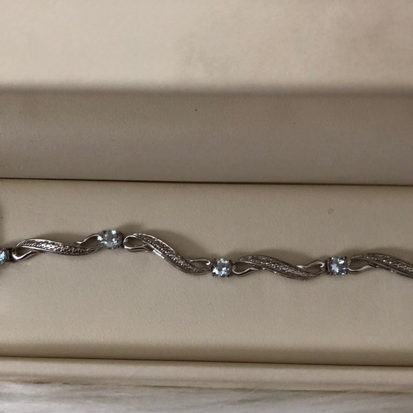 Jared Jewelry - Sterling silver and aquamarine tennis bracelet